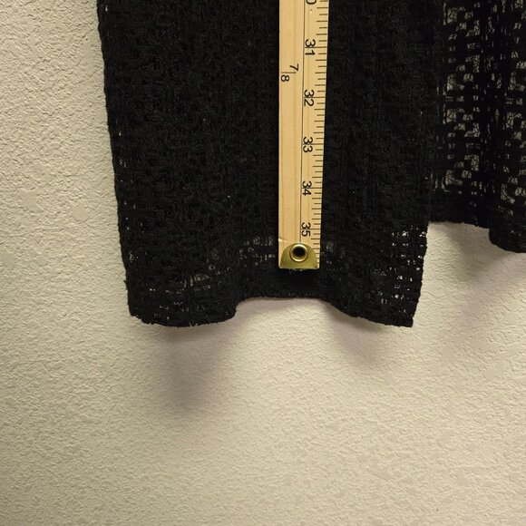 Kasper Womens Open-Front Black Crochet Cardigan Lightweight Long Sleeve S - Picture 7 of 9